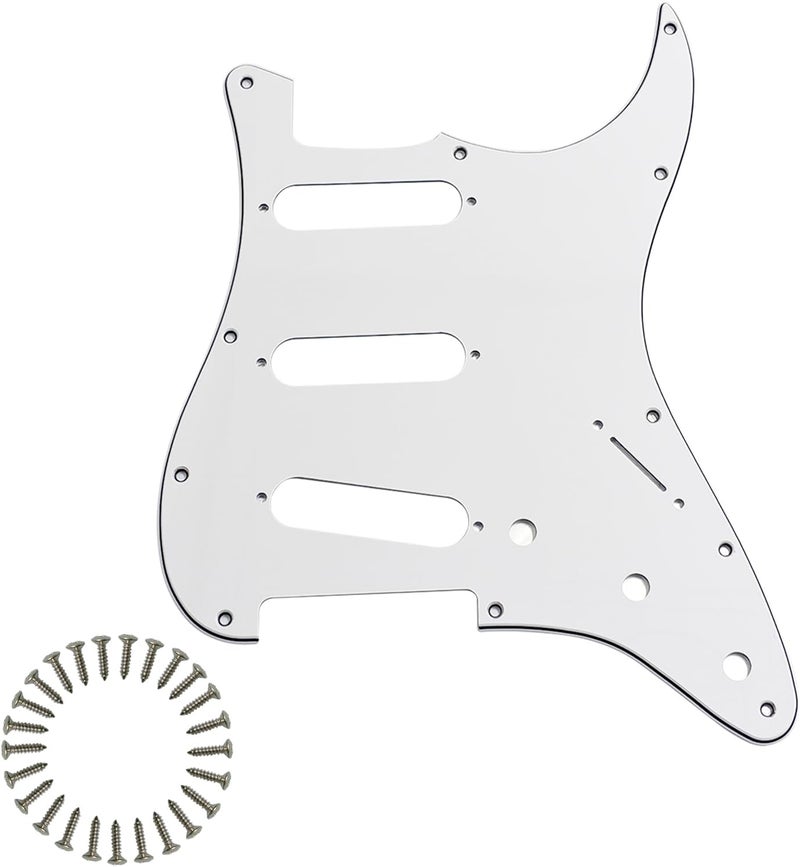 phrilam Store SSS 11 Hole Strat Pickguard ST Pick Guard Scratch Plate for Fender USA/Mexican Standard Stratocaster Modern Style Electric Guitar,White 3ply - Image 1